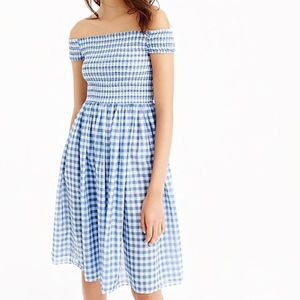 JCrew Gingham Off-the-shoulder Dress